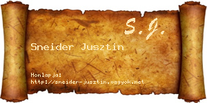 Sneider Jusztin névjegykártya